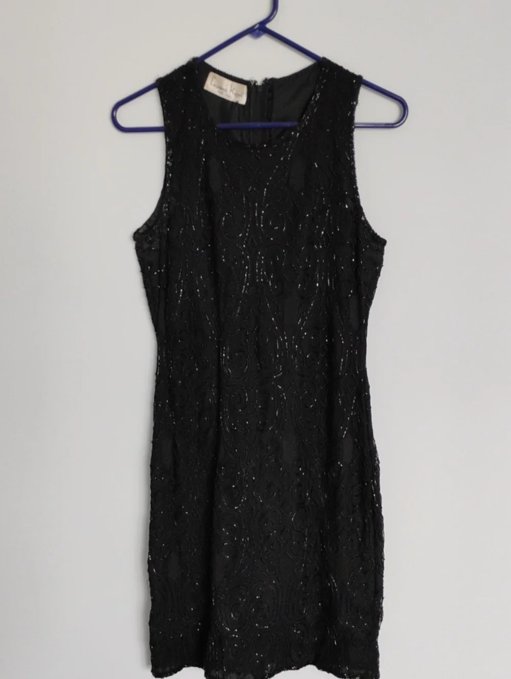 Vintage Laurence Kazar Beaded Silk Body Sleeveless Cocktail Dress LBD Size XS